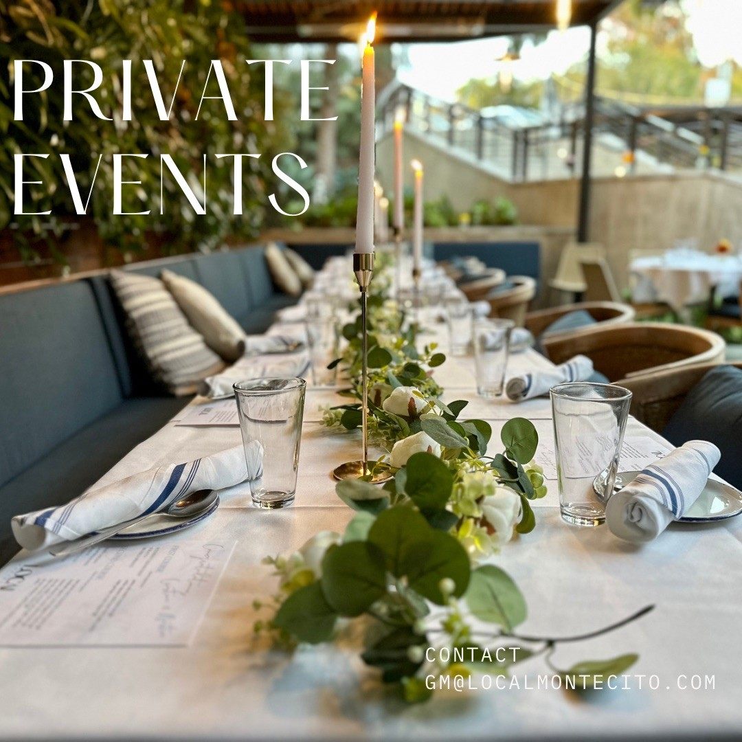 A candlelit table set for a private event at LOCAL Montecito